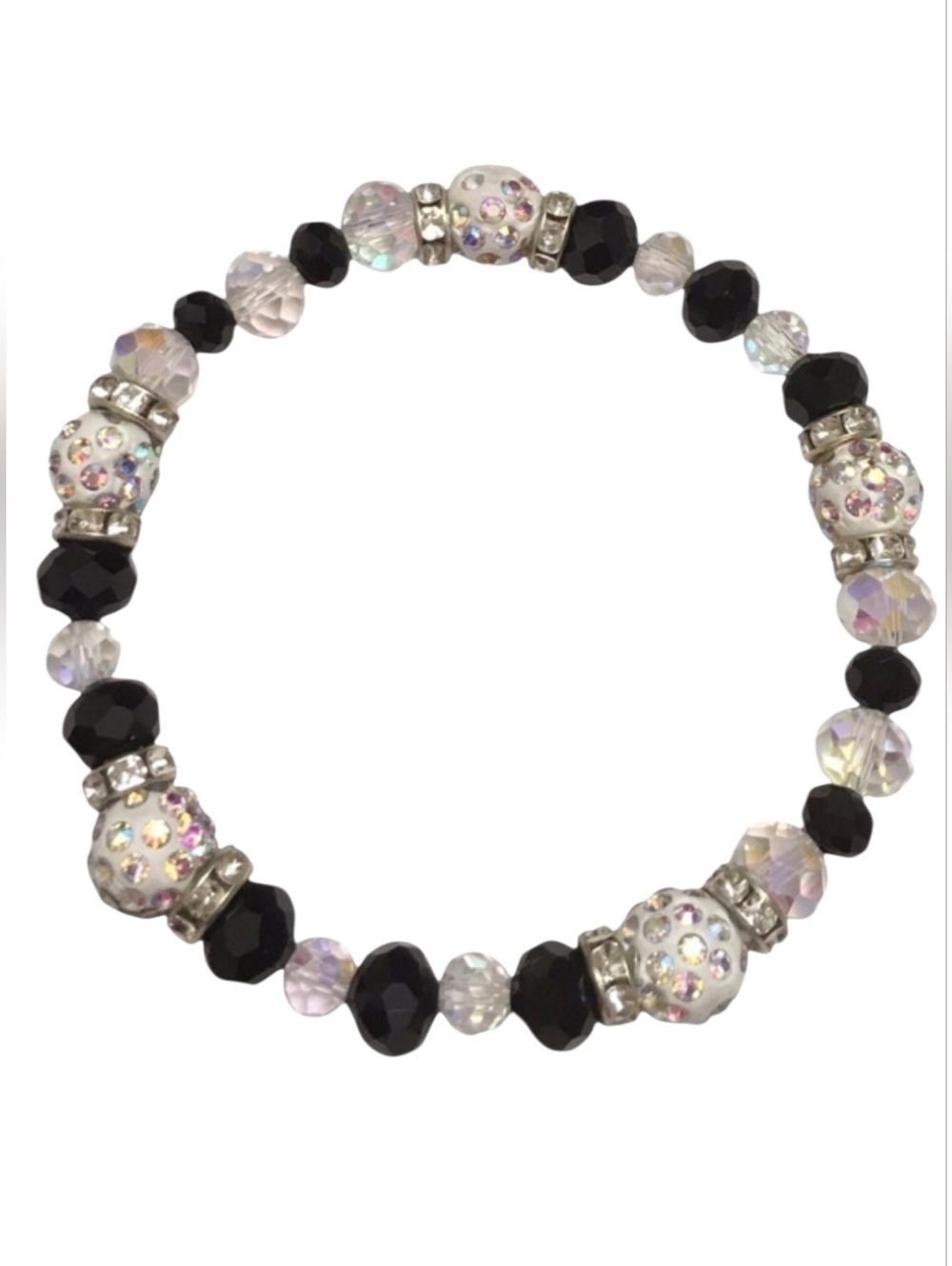 Black & Clear Rhinestone Beaded Bracelet
